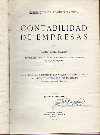 ELEMENTOS DE ADMINISTRACIN Y CONTABILIDAD DE EMPRESAS. 5 ed.