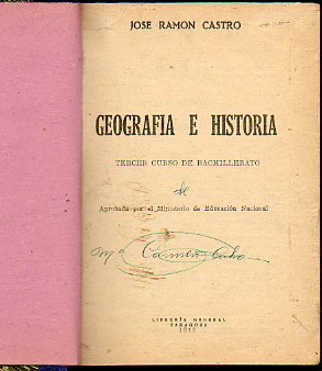 GEOGRAFA E HISTORIA. Tercer Curso de Bachillerato.
