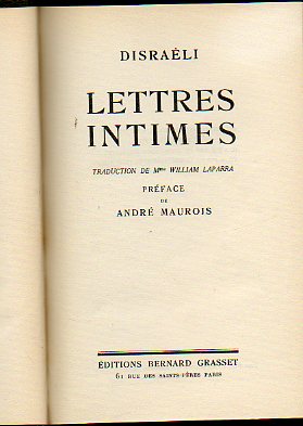 LETTRES INTIMES. Prface de Andr Maurois.