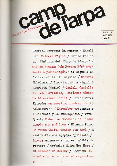 CAMP DE LARPA. Revista de Literatura. Nmeros 1-13.