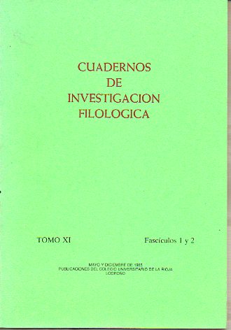 CUADERNOS DE INVESTIGACIN. FILOLOGA. Tomo XI. fasc. 1 y 2.