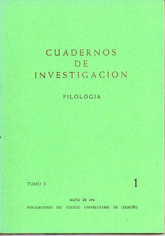 CUADERNOS DE INVESTIGACIN FILOLGICA. Tomo II. Fascculo 1.
