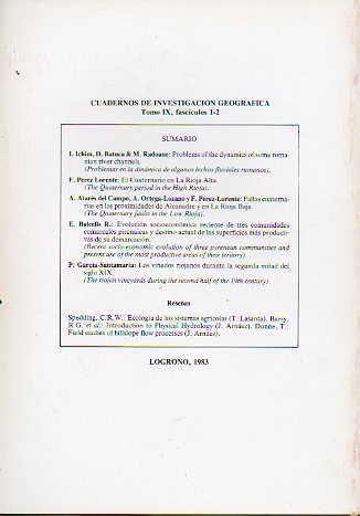 CUADERNOS DE INVESTIGACIN GEOGRFICA. Tomo IX. Fascculos 1 y 2.