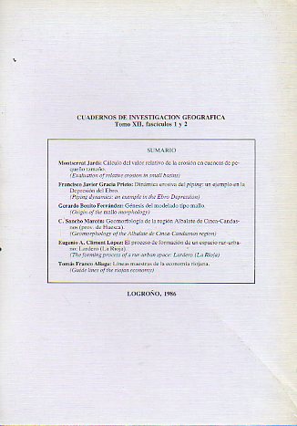 CUADERNOS DE INVESTIGACIN GEOGRFICA. Tomo XII. Fascculos 1 y 2.