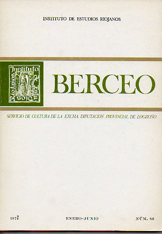 Revista: BERCEO. N 86. Cuevas altomedievales en Njera. Historia artes industriales en la Rioja. Epigrafa romana en La Rioja.