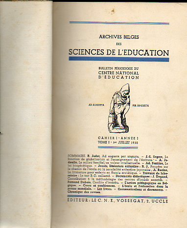 Revista: ARCHIVES BELGES DES SCIENCES DE L DUCATION. Bulletin priodique du Centre National dducation.