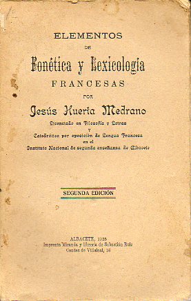ELEMENTOS DE FONTICA Y LEXICOLOGA FRANCESAS. 2 ed.