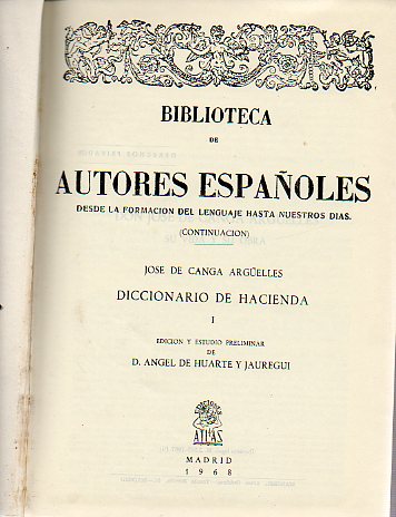 DICCIONARIO DE HACIENDA. Vol. I.