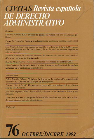 CIVITAS. Revista espaola de Derecho Administrativo. N 76. Octubre-Diciembre 1992.