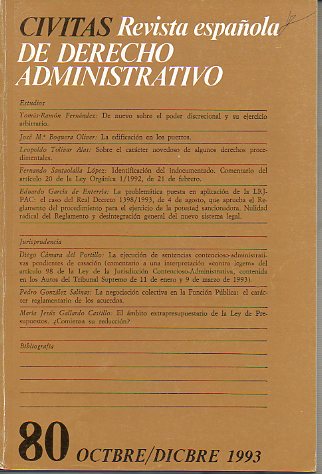 CIVITAS. Revista espaola de Derecho Administrativo. N 80. Octubre-Diciembre 1993.