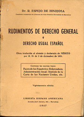 RUDIMENTOS DE DERECHO GENERAL O DERECHO USUAL ESPAOL. 26 ed.