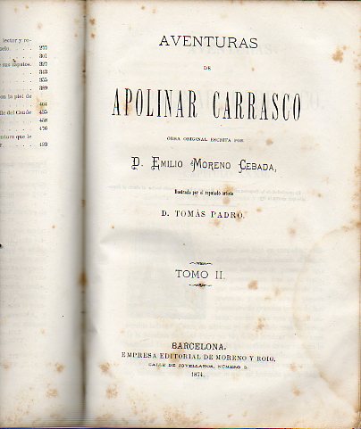 AVENTURAS DE APOLINAR CARRASCO. Ilustrada por Toms Padr. 2 tomos en 1 vol.