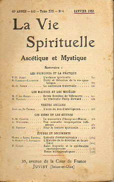 LA VIE SPIRITUELLE. Asctique et Mystique. 10e anne. 112. Tome XIX. N 4.
