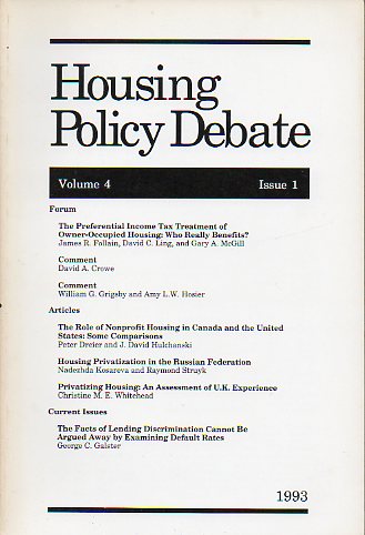 HOUSING POLICY DEBATE. Vol. 4. Issue 1.