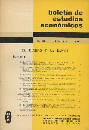 BOLETN DE ESTUDIOS ECONMICOS. Vol. XXV. N 79.