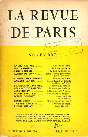 LA REVUE DE PARIS. 62e anne.
