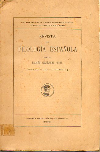 REVISTA DE FILOLOGA ESPAOLA. Tomo XIV. Cuaderno 4.