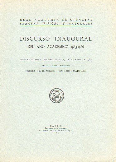 EL COMPLEJO HOMBRE, PLANTA, PARSITO. Discurso inaugural del ao acadmico 1965-1966.