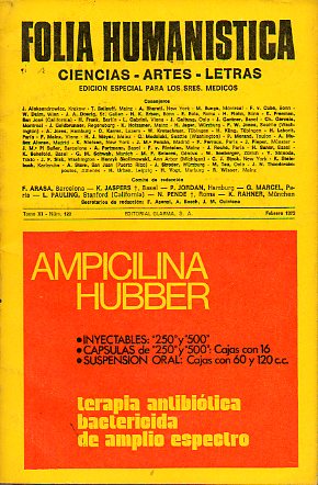 FOLIA HUMANISTICA. Ciencias-Artes-Letras. Ed. especial para los Sres. Mdicos. Tomo XI. N 122.