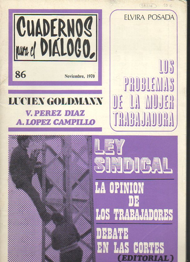 CUADERNOS PARA EL DILOGO. N 86.