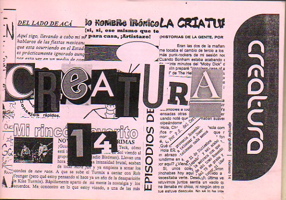 CREATURA. N 14. The Illescas Underground Fanzine.