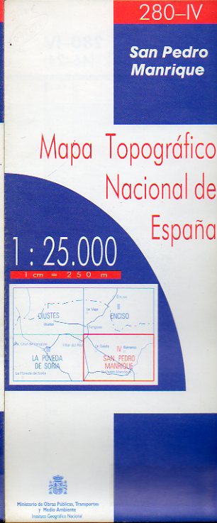 MAPA TOPOGRFICO NACIONAL DE ESPAA. Escala 1:25.000. 280-IV. SAN PEDRO MANRIQUE.