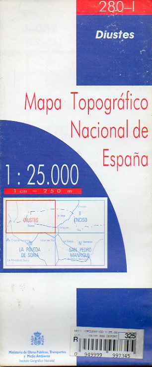 MAPA TOPOGRFICO NACIONAL DE ESPAA. Escala 1:25.000. 280-I. DIUSTES.