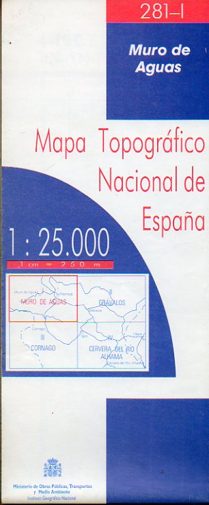 MAPA TOPOGRFICO NACIONAL DE ESPAA. Escala 1:25.000. 278-II. MURO DE AGUAS.