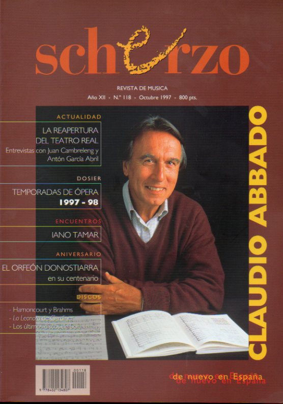 SCHERZO. Revista de Msica. Ao XII. N 118. Claudio Abbado de nuevo en Espaa; La reapertura del Teatro Real; Temporadas de pera 1997-1998; El Orfe