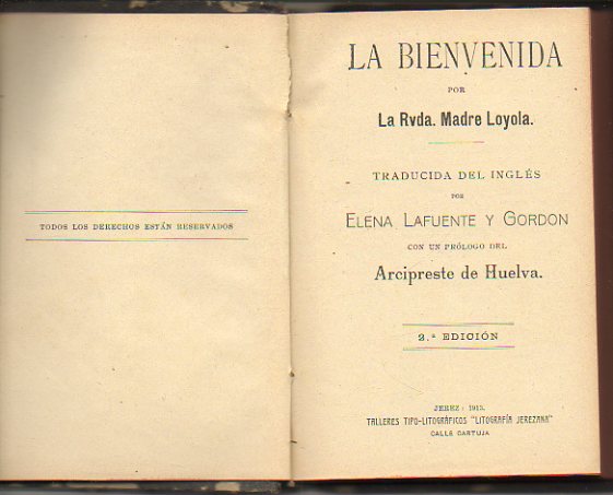 LA BIENVENIDA. Prl. Arcipreste de Huelva. 2 ed.