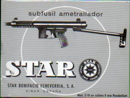 SUBFUSIL AMETRALLADOR STAR. Modelo Z-70. Cal. 9 mm. Parabellum.