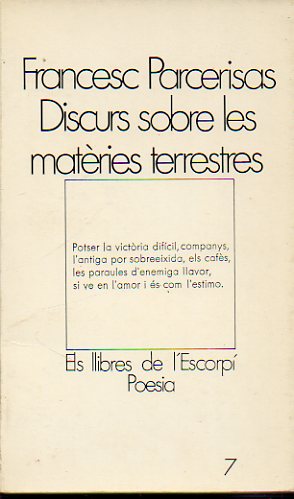 DISCURS SOBRE LES MATRIES TERRESTRES. 1 ed.