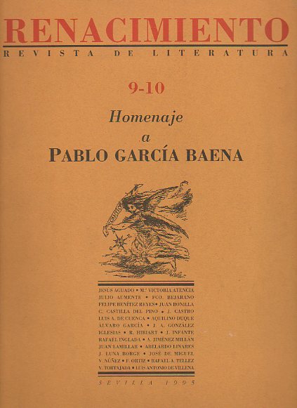 RENACIMIENTO. Revista de LIteratura. N 9-10. HOMENAJE A PABLO GARCA BAENA.
