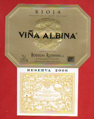 Etiqueta: VIA ALBINA. Reserva 2006.