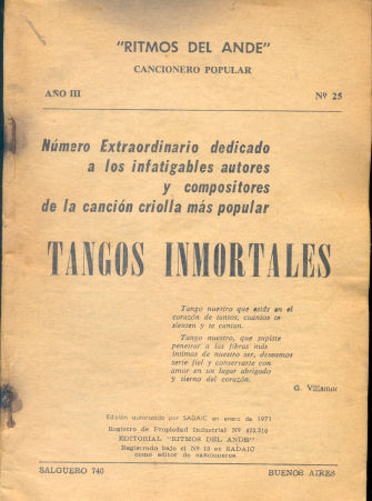 Cancionero Popular: Tangos inmortales